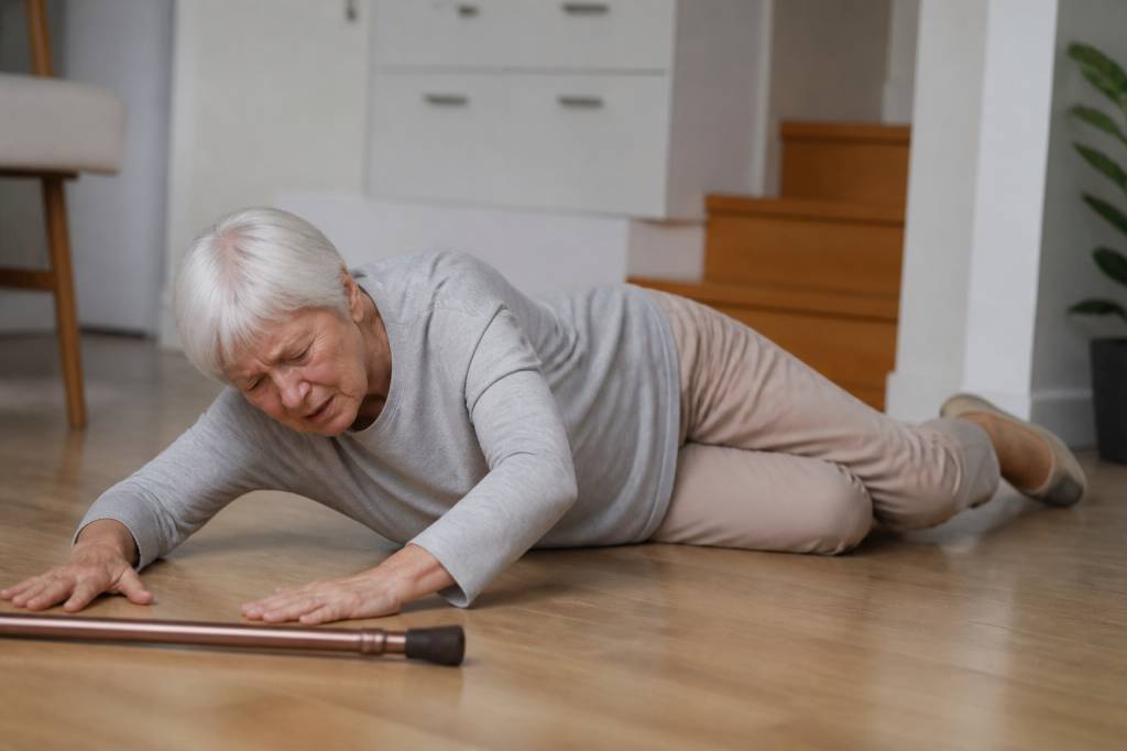A fall is defined as an unexpected event that causes a person to come to rest on the ground or a lower level